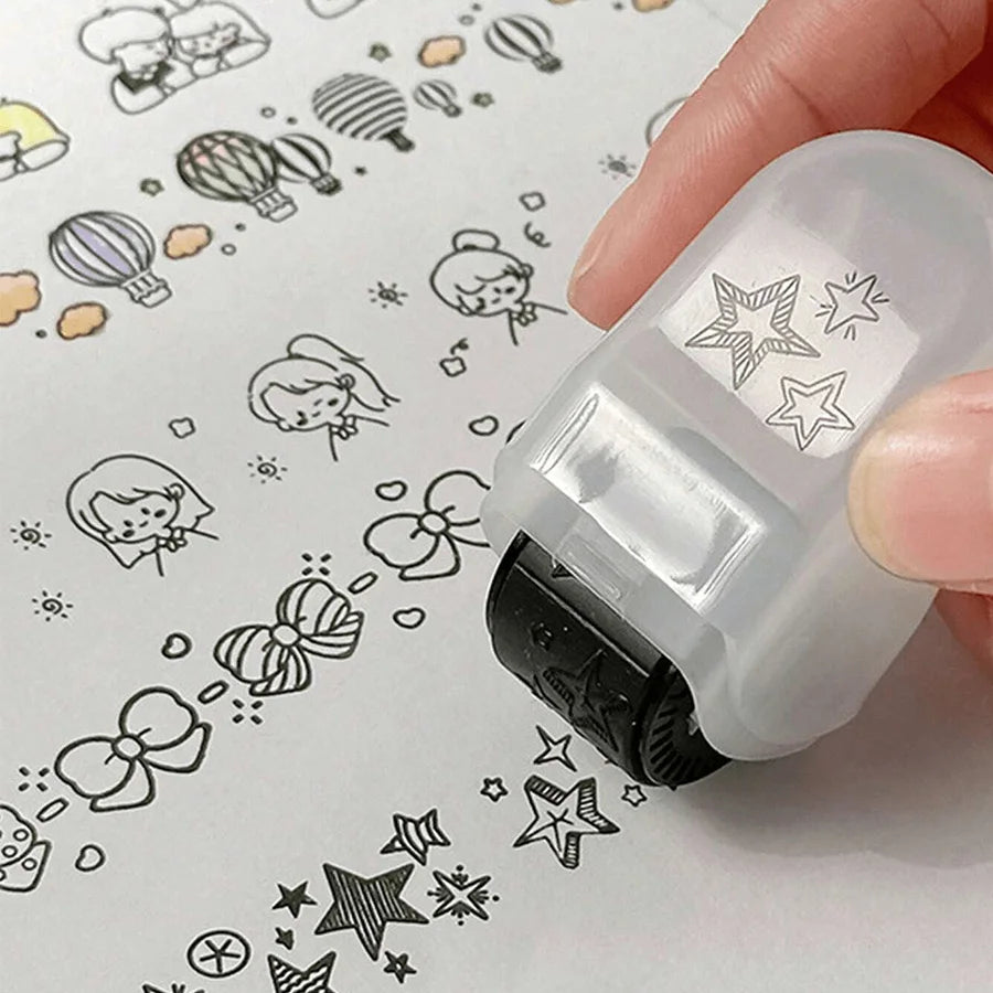 1PC Cartoon Pattern Lace Band Children's Rolling Flower Seal Creative Seal Graffiti Handbook DIY Roller Lace Decoration Band