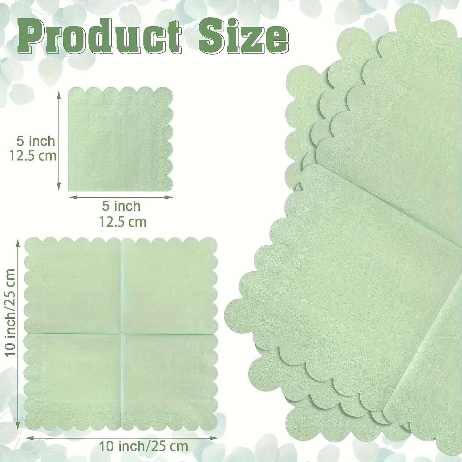 25/50/100Pcs 25X25cm Green Paper Napkin Soft Handkerchief Romantic Wedding Banquet Square Table Napkins Dinner Party Decoration