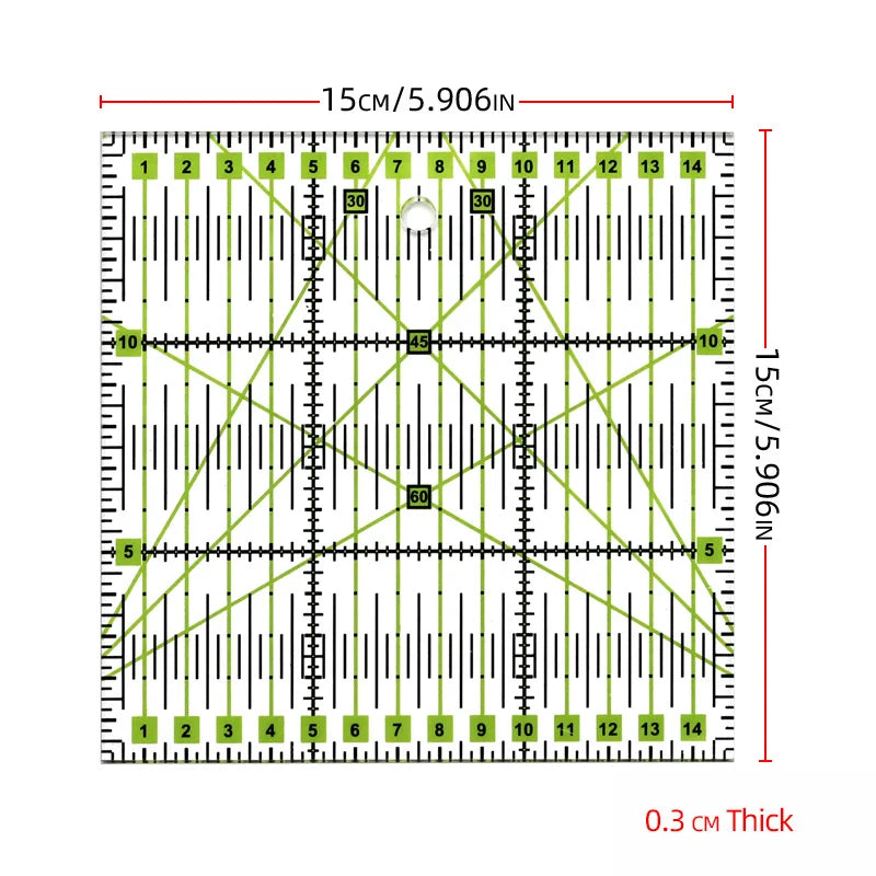 DIY Sewing Patchwork Tool Square Patchwork Ruler Sewing Ruler Clothing Cutting Anti-Skid Function Ruler Sewing Tool