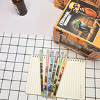 12pcs Tung Tung Sahur Italian Brainrot Wooden Stick Gel Pen Cartoon Signature Pen Individually Packaged Student Stationery Gift