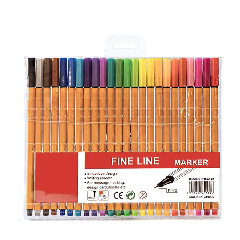 10 color/18 color/24 Color Fine Line Pen Set Waterproof Marking Pen Essential For Students Draw Note Sketch Office Supplies Gift