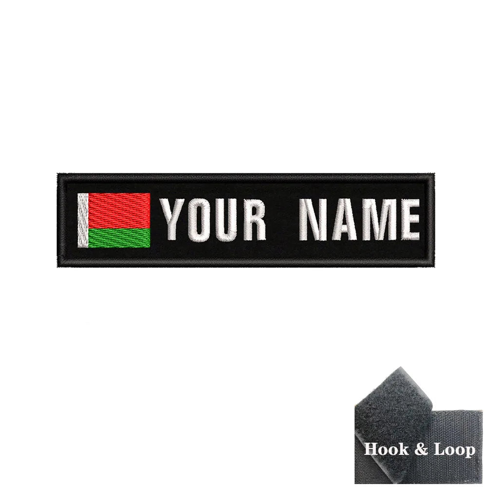 1PC 10cmX2.5cm Custom Name Flag Patch Stripes Badge Iron On Or Hook Loop Armband Germany Luxembourg Armenia Serbia Singapore