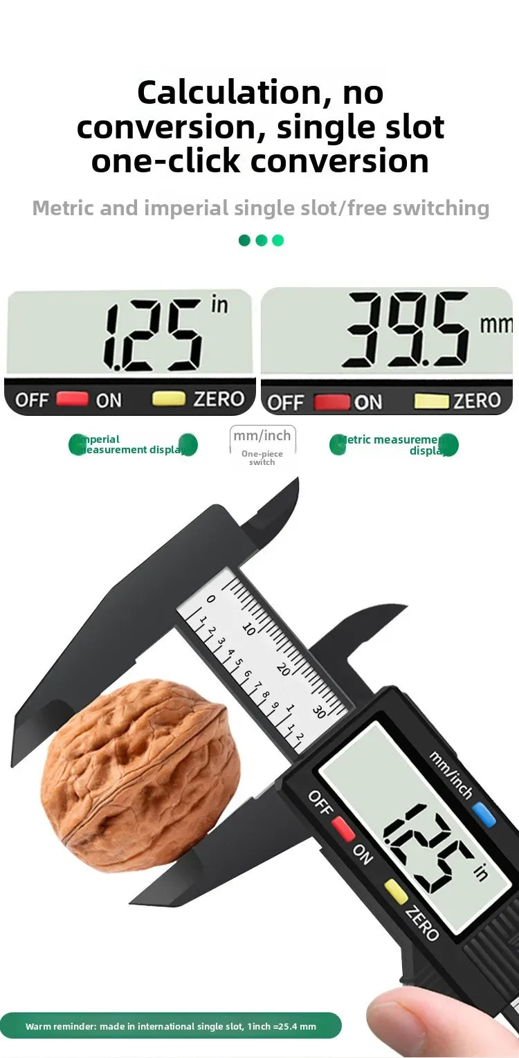 100/150mm Digital Caliper Vernier Caliper Gauge Measuring Tool for Carpentry Tools with Carbon Fiber Dial and Electronic Ruler