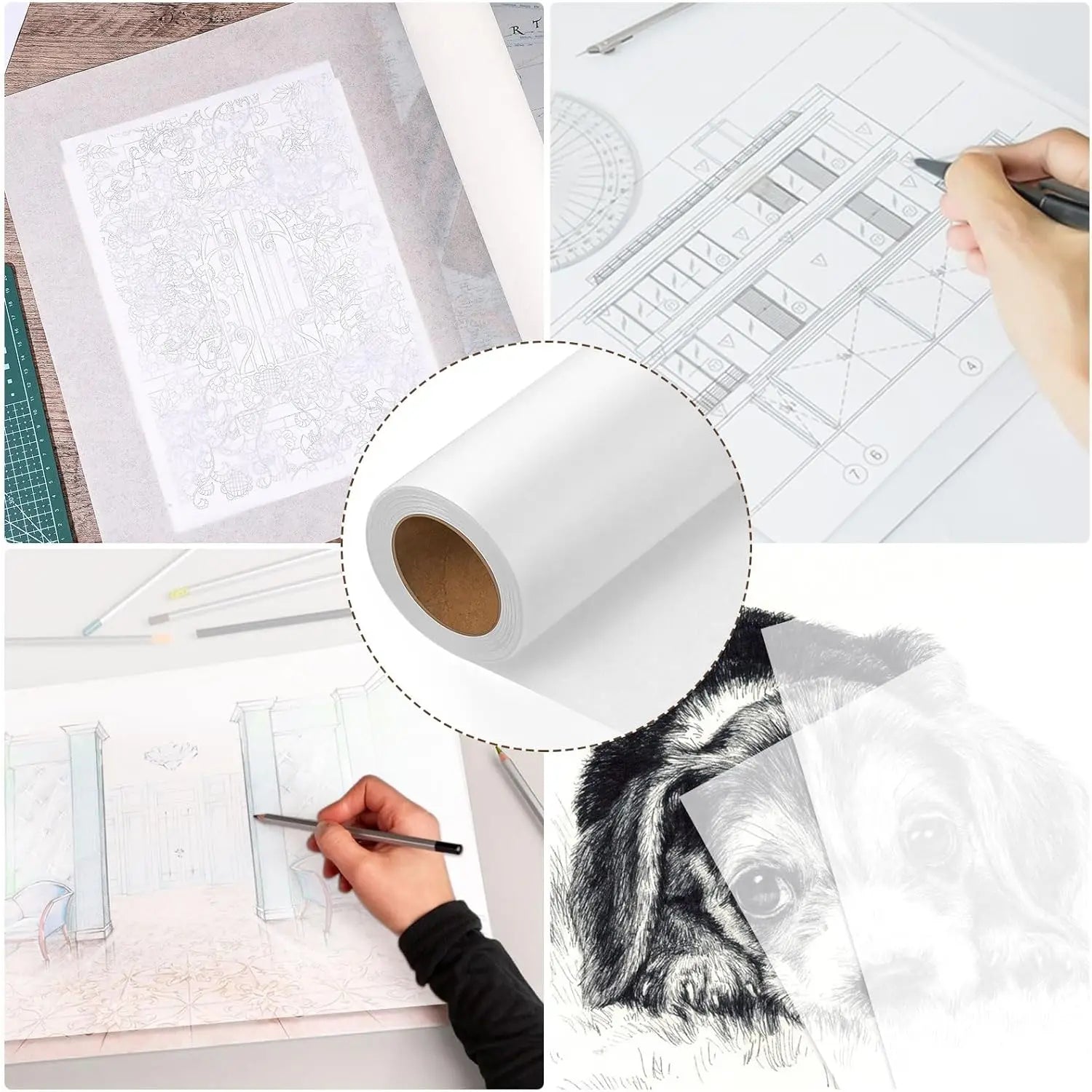 White Trace Paper Pattern Paper Translucent Tracing Paper for Sewing, Drawing, Sketch, Gift Wrapping