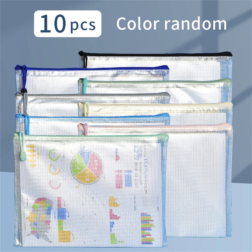 5/10pcs A4 Zippered File and Storage Bag, Waterproof and Transparent Storage Bag Suitable for School Office Travel Storage