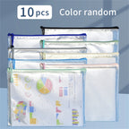5/10pcs A4 Zippered File and Storage Bag, Waterproof and Transparent Storage Bag Suitable for School Office Travel Storage