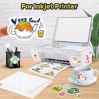 50 Sheets A4 Transparent Printable Vinyl Sticker Paper Glossy White Self-Adheisve Copy Paper for Inkjet Printer DIY Crafts Tapes