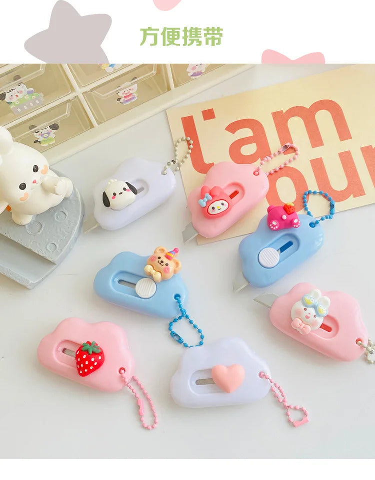 1pc Dopamine Cloud Mass Letter Opener Cartoon Cute Utility Knife Student Mini Box Cutter Hand-made Sharp