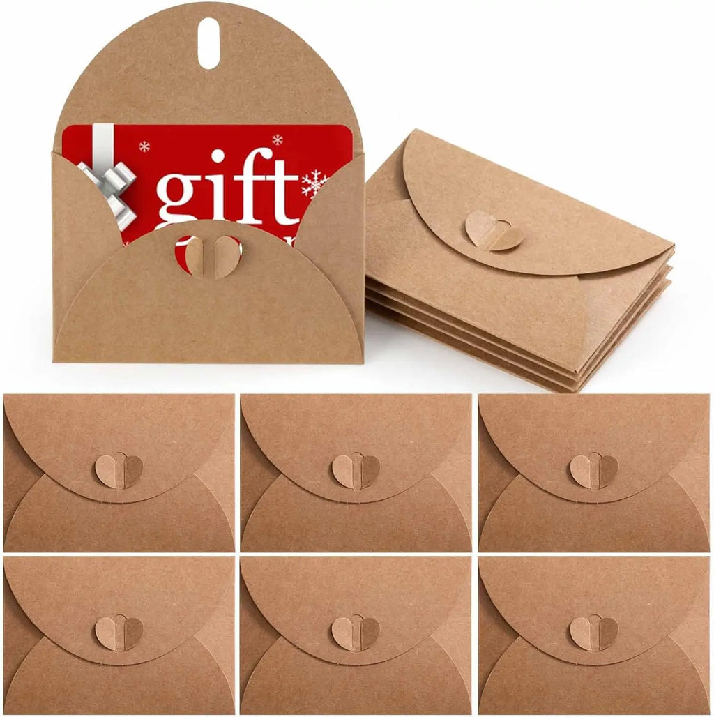 50pcs Japanese Kraft Paper Heart Envelopes - Vintage Ins Aesthetic for Couples Love Letters, European Style Creative Pouch