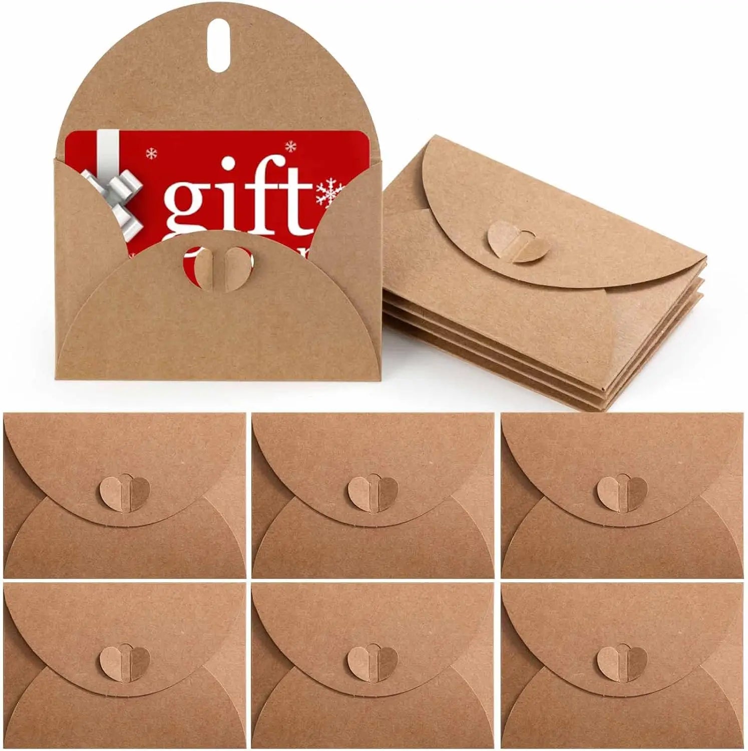 50pcs Japanese Kraft Paper Heart Envelopes - Vintage Ins Aesthetic for Couples Love Letters, European Style Creative Pouch
