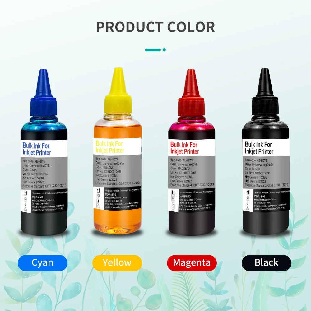CRTBOTW Refill Dye Ink Kit For Canon HP Epson Brother Printer & Cartridge CISS Ink and refillable Compatible dye ink Eco tank