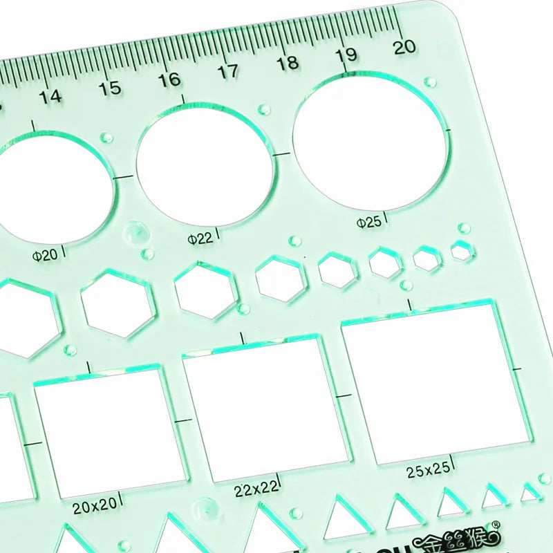 Brand New Green Geometric Template Ruler Mapping Drawing Tools Ruler Suitable For Student School Stationery