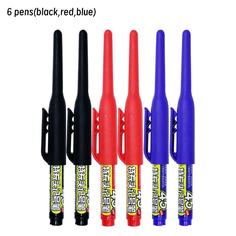 Lot 45mm Waterproof Long Head Nib Deep Hole Markers Pen Tile Carpenter Pen Multi-purpose for Woodworking Black/Blue/Red Ink