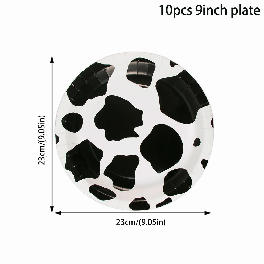 Cow Party Themed Disposable Tableware Set Paper Plates and Cow Napkins for Kids Cow Themed Birthday Party Decorations