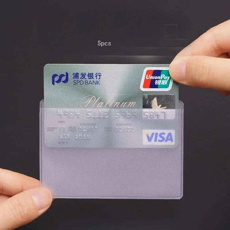 1/5/10PCS Women Men Credit Card case ID Business Card holder bag Protection Document Id Badge Transparent Card Cover Holder PVC