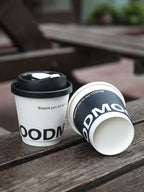 25 Sets Black Disposable Coffee Mug Double Layered Thickened Hot Drink Packaging Cup Cover and Leak Proof Fresh Milk Paper Cups