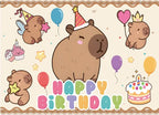 Birthday Decoration Capybara Birthday Invitation Card Cup Tablecloth Plate Napkin Poster Baby Shower Birthday Girl Party Favors