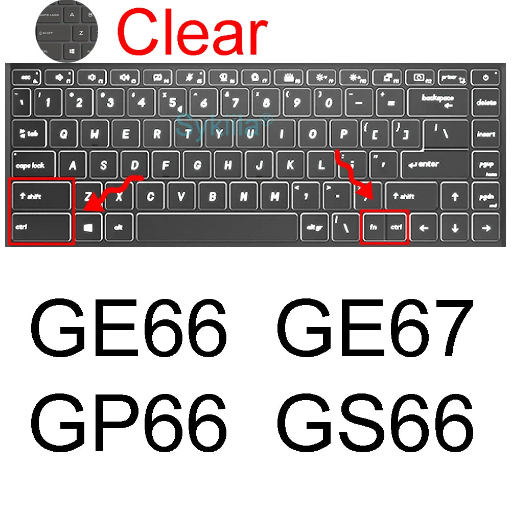 Keyboard Cover for MSI GF65 Thin GF63 GF75 Thin GF72 GF72VR GF62 GF62VR Silicone Protector Skin Case Gaming Laptop 15.6