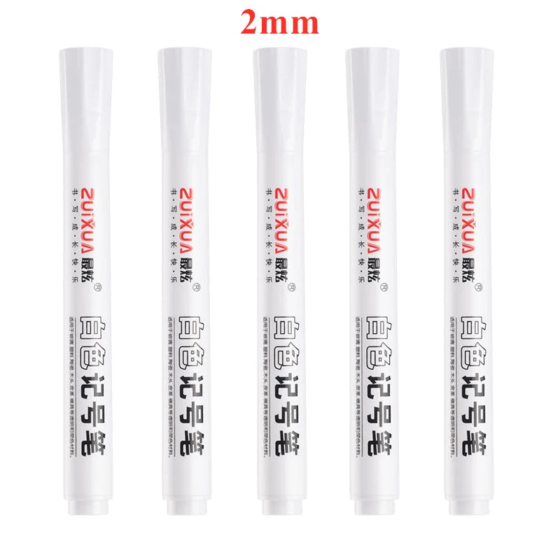 1/3/5 Pcs White Marker Pens 1.0mm 2.0mm Fast Drying Permanent Oily Waterproof Paint Tire Markers Graffiti Pens