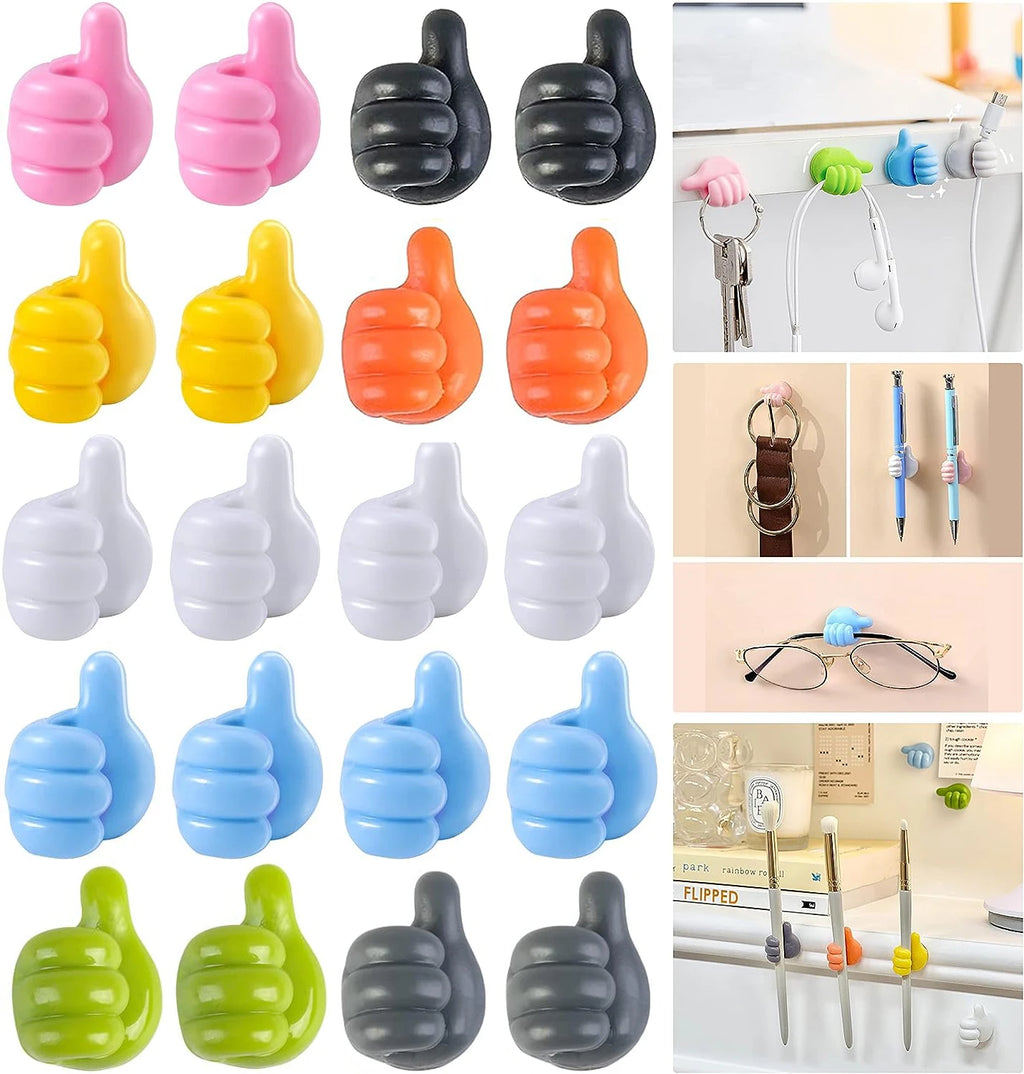 Silicone Thumb Wall Hook Cable Management Wire USB Organizer Clips Wall Hooks Hanger Storage Holder For Kitchen Bathroom Home