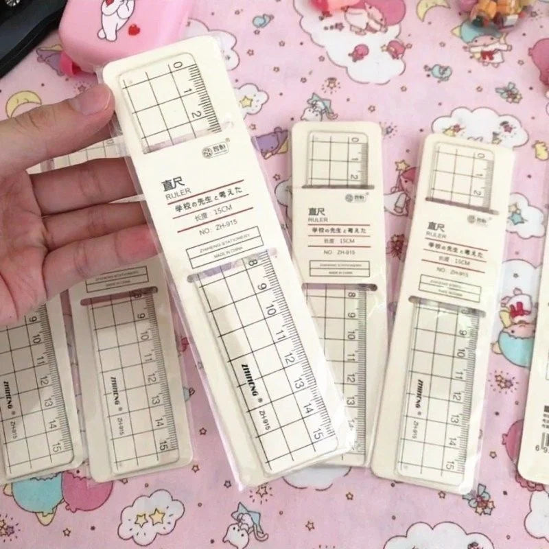 20CM Minimalist Unprinted Straight Edge Transparent Square Acrylic Plastic Multifunctional Student Scale Stationery Supplies