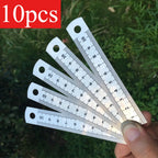 10pcs Precision Stainless Steel Rulers, 4-Inch Double-Sided Metal Rulers with Etched Markings for Teaching and Drawing