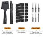 WUTA Multifunctional Leather Hole Punch Round Pricking Iron Stitching Punching Chisel Interchangeable Head Leather Craft Tools