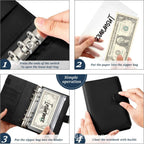 A6 Binder Pockets 6 Holes Cash Envelopes for Budgeting, Clear Zipper Folders for 6-Ring Budget Binder