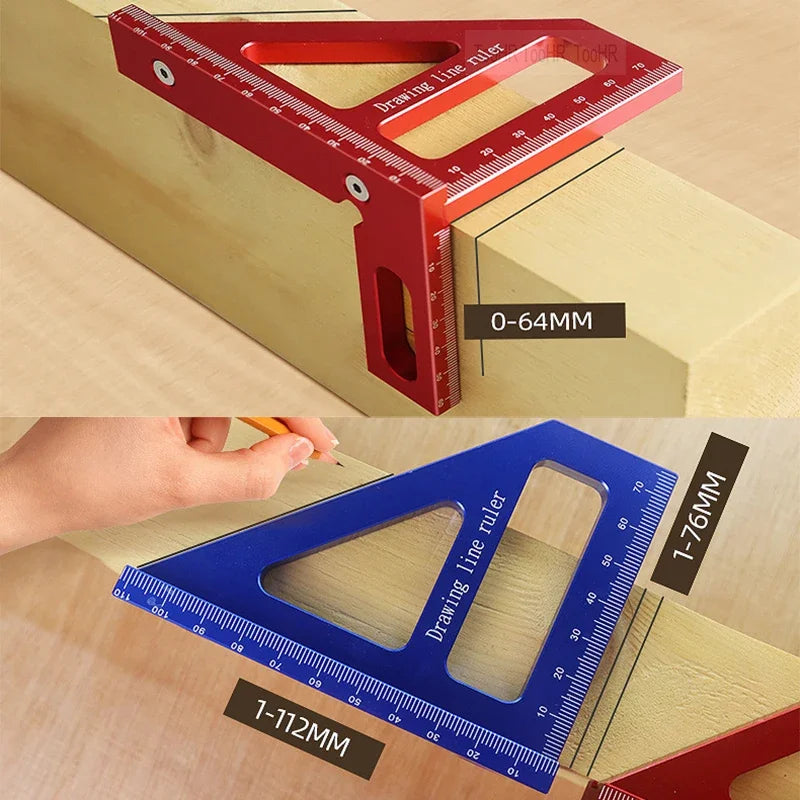 Miter Triangle Ruler Aluminum Alloy Woodworking Square Protractor High Precision Layout Measuring Tool for Engineer Carpenter