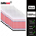 1-100Pcs 2cm Waterproof Long Head Markers Deep Hole Marker Pen for Metal Carpenter Red/Black/Blue/Green Ink Woodworking Tools