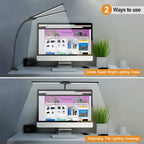 LED Desk Lamp with Clamp Swing Arm Desk Lamps Eye-Caring Dimmable Desk Light with 3 Color Modes and 10 Dimmable led Table lights