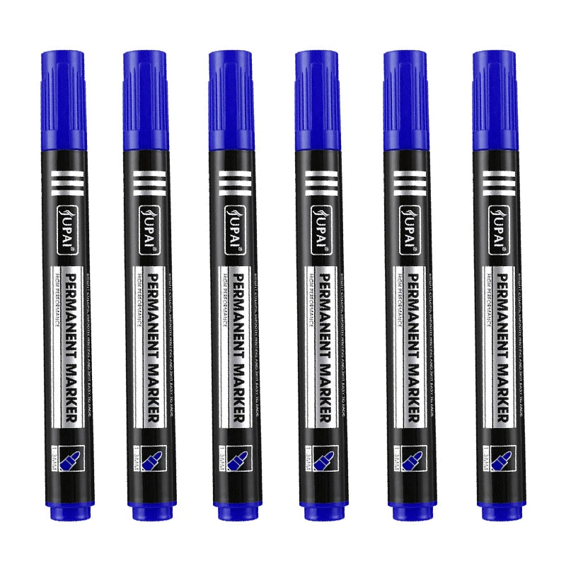 3/6Pcs/Set Permanent Marker Pen Fine Point Waterproof Ink Thin Nib Crude Nib Black Blue Red Ink 1.5mm Fine Color Marker Pens