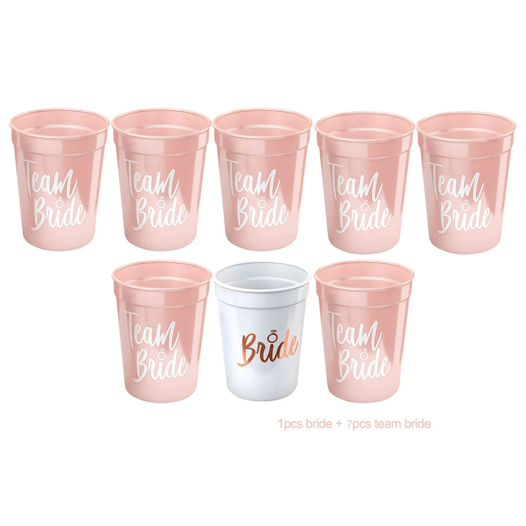 Multi set Bachelorette Party Team Bride Plastic Drinking Cups Bridal Shower Gift Bride to be Hen Party Supplies Wedding Decor