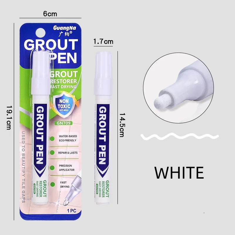White Grout Tile Pen 8 Colors Waterproof Wall Grout Restorer Marker Pen for Bathroom Wall Floor Decontamination Seam Repair Pens