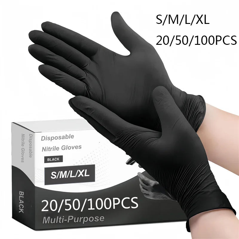 Portable Black Composite Nitrile Rubber High-Elasticity Disposable Gloves Food Work Latex Gloves Cleaning Waterproof Gloves