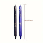 12pcs Press Type Erasable Gel Pens 0.5mm Black/Blue Ink Bullet Washable Handle Magic Refills Rod Super Capacity Ink Writing
