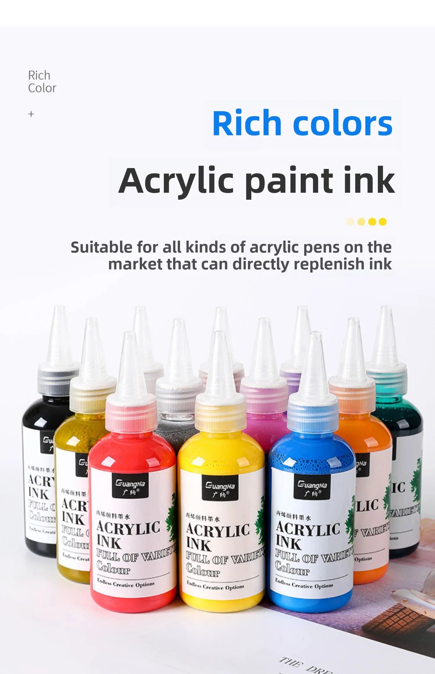 Premium Quality Water-based Ink Refill for Acrylic Paint Pen and DIY Crafts - Ideal Ink Supplement for Artists and Hobbyists