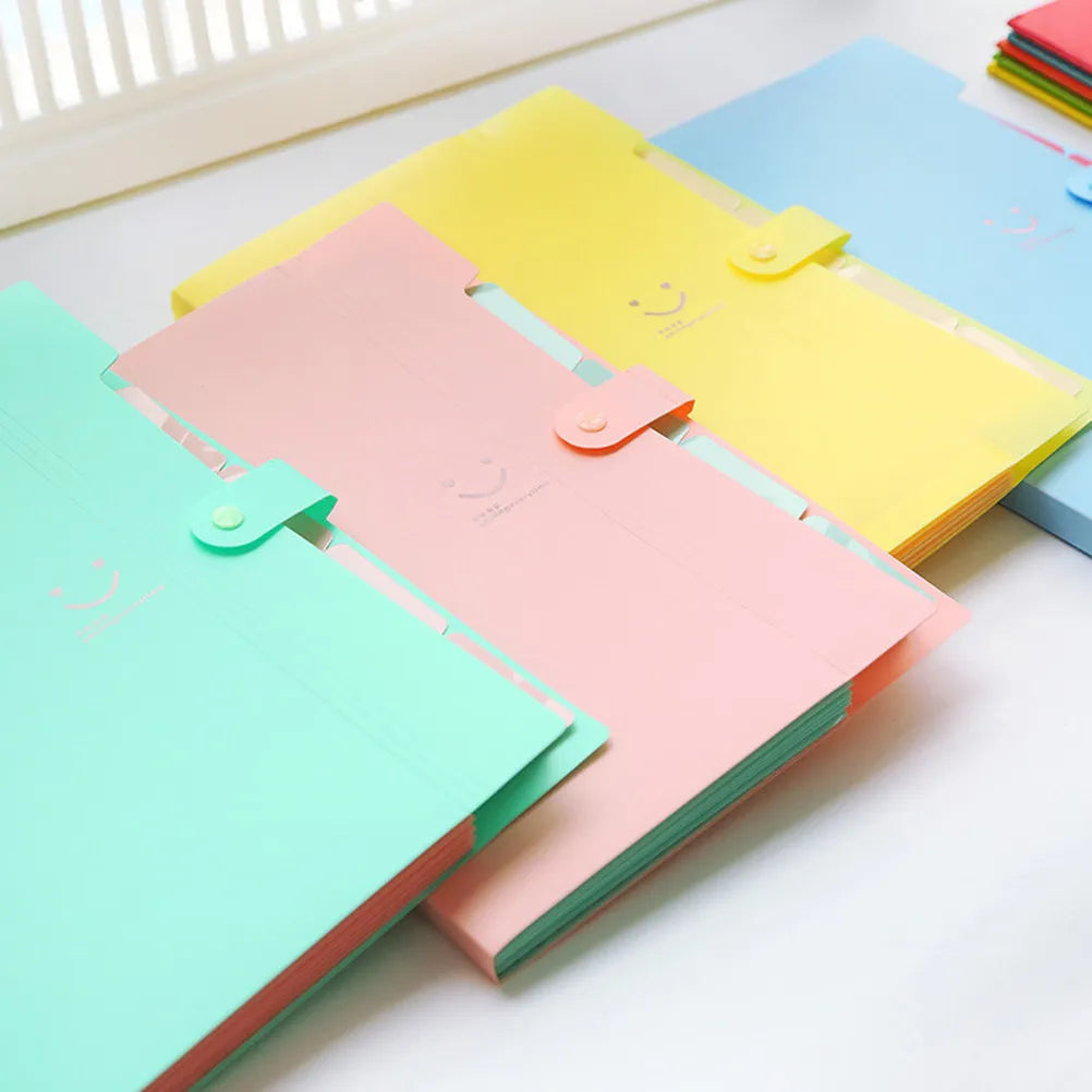 A4 Letter Size 5 Pocket Plastic Accordion File Folder Snap Closure Heavy Duty Dust Resistant Paper Organizer for Professional