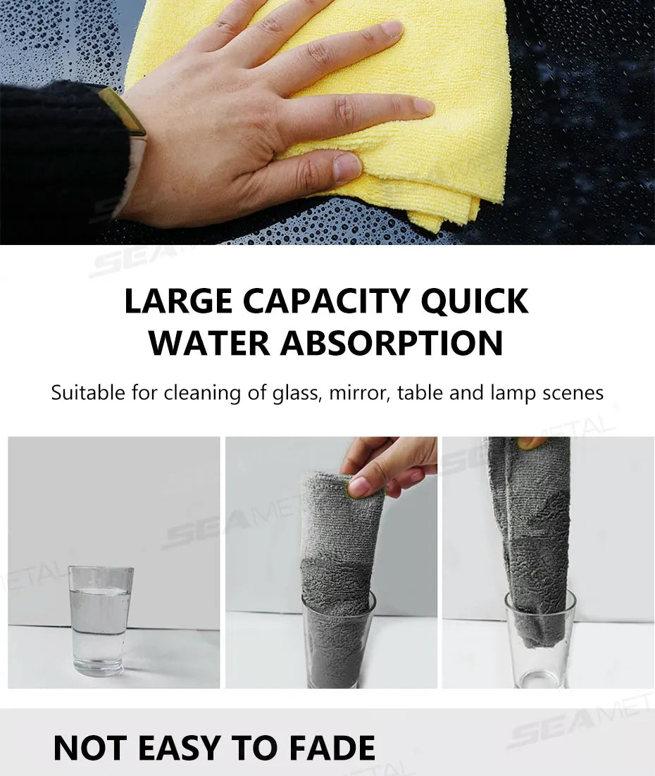 SEAMETAL 3/5/10pcs Car Wash Microfiber Towel Soft Edgeless Car Polishing Cloth Waxing Towel 40X40CM for Car Cleaning Accessories