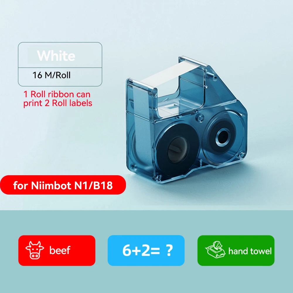 Niimbot N1/B18 Thermal Transfer Label Printer Label Maker with Black Ribbon Paper Tag Sticker for Home Office Jewelry Garden