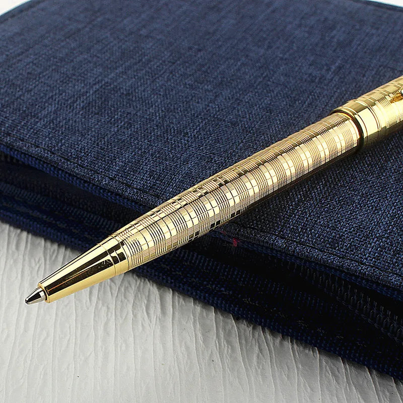 Luxury Metal Rollerball Pen 0.7mm Blue Ink Steel Gold Business Signature Pens for School Office Writing Supplies Stationery