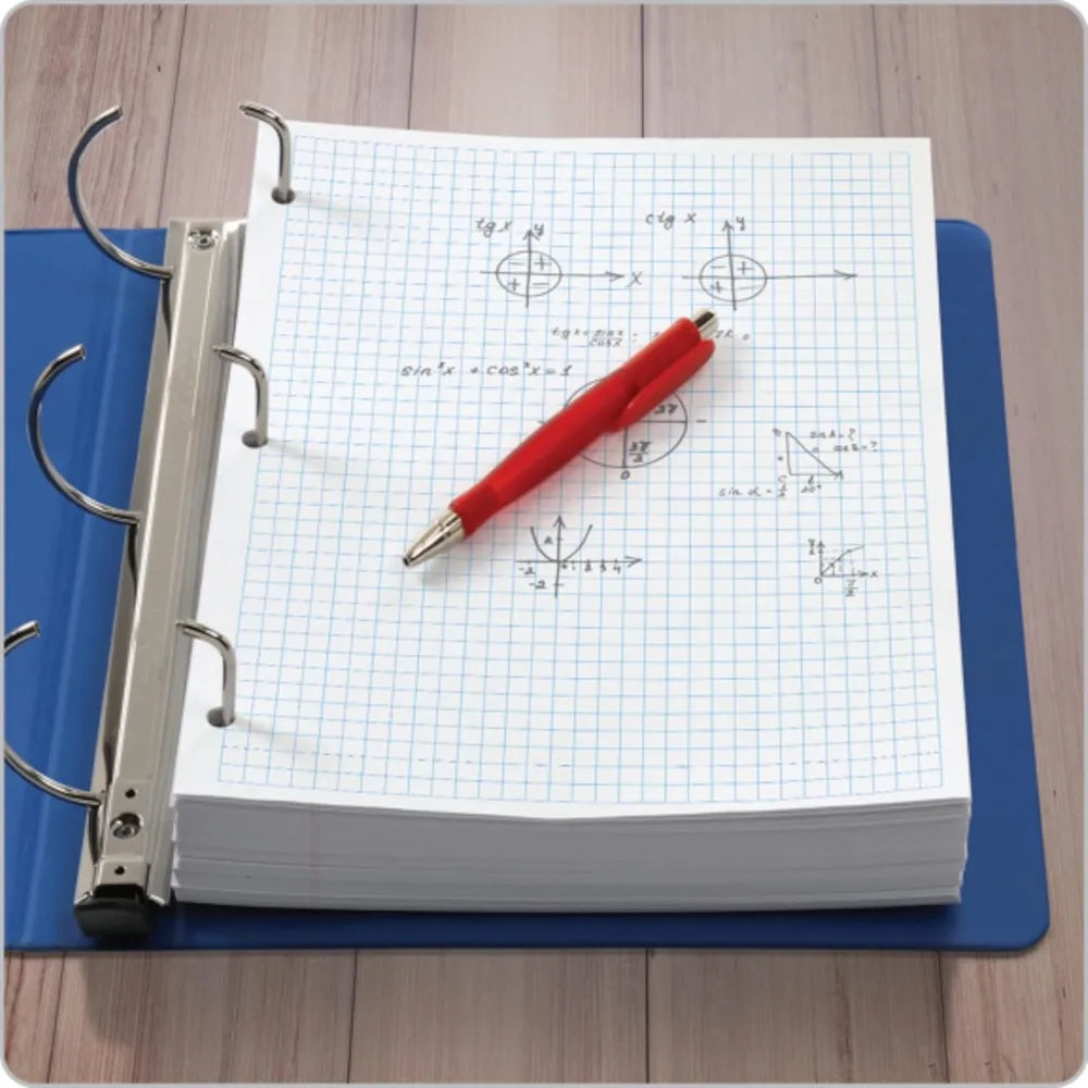 Loose Leaf Filler Paper 8.5x11 Inches 4x4 Graph Rule 3 Hole Punched for 3 Ring Binders 400 Sheets Per Pack White Bulk School Office Supplies Notebook Paper Grid Paper