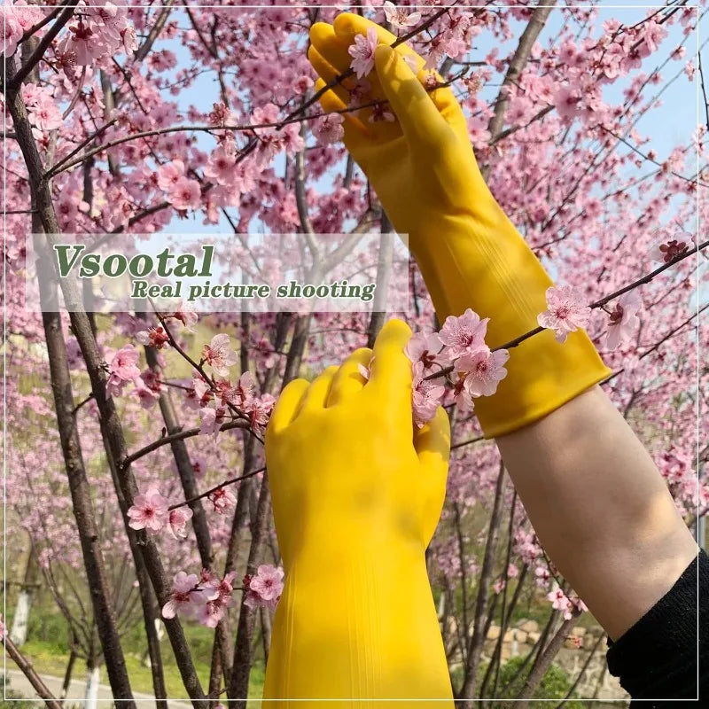 3 Pairs for Kitchen Washing Bowl Washing Clothes Vegetable Cleaning Household Latex Dish Washing Gloves Women's Household