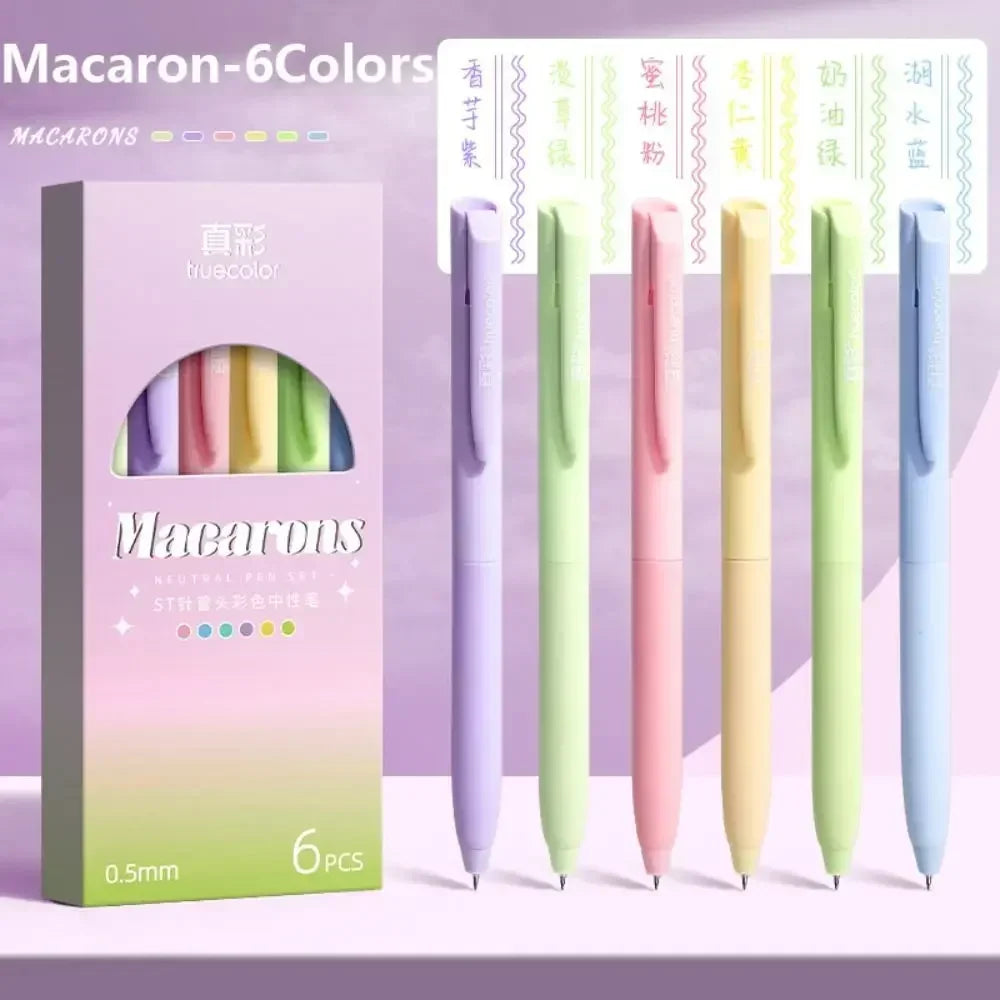 6Colors/Set Color Gel Pen 0.5mm ST Tip Ballpoint Pen Writing Tool Color Ink Signing Pen Students Gift Stationery School Supplies