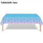 Christmas Snowflake Party Supplies Tableware Set Cups Plates Napkins Tablecloth Blue Purple Snowflake Birthday Decoration Props