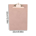 Wood Color Folder with Golden Metal Clip Different Sizes Portable Stylish Notes Ticket Holder Office School Stationery Supplies
