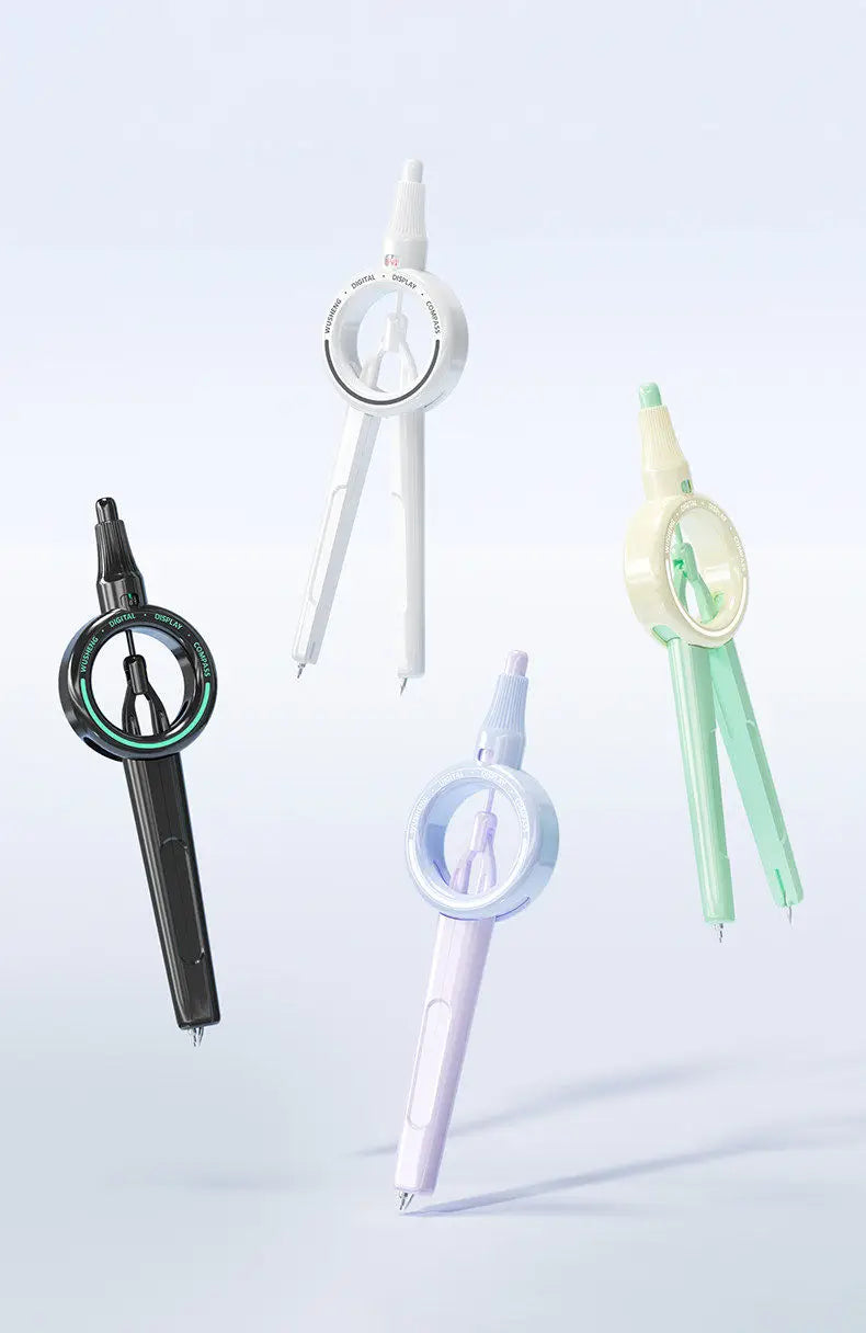 Press Student Compass Geometry Set Precision Digital Display Compass for Students Circle Drawing Gauge Tool Exam School Supplies