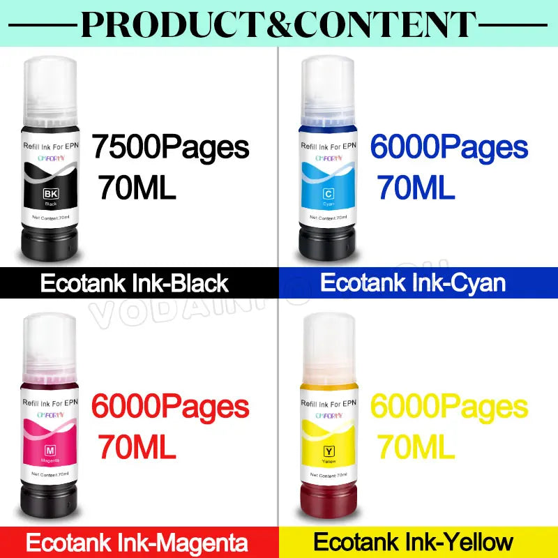 T103 103 104 Refill Dye Ink For Epson EcoTank L1110 L3100 L3110 L3111 L3116 L3150 L3151 L3156 L3160 5190 Desktop Printer