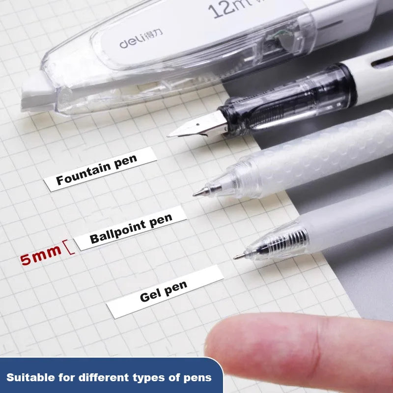 Press Correction Tape Set 5mm*12m Large Capacity Refill Replacement Stationery School Office Supplies Pen Style Correction Tape