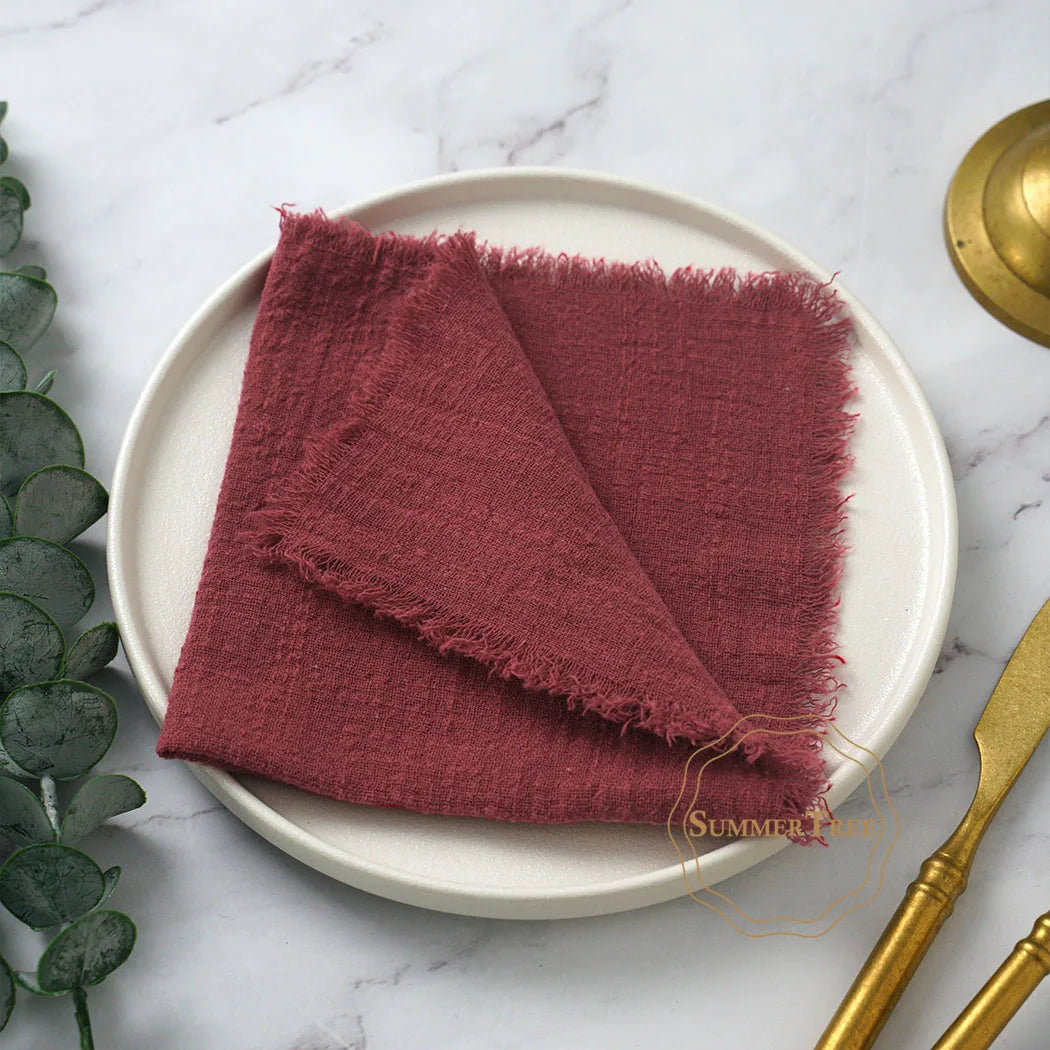 10pcs 32x32cm Cotton Gauze Napkins Retro Burr Design Napkin for Vintage Wedding Receptions Banquets Christmas Table Decoration